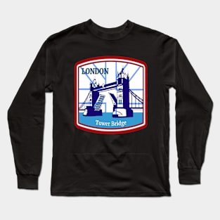 London Tower Bridge- Retro Vintage Patch Long Sleeve T-Shirt